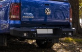 Бампер силовой задний алюминиевый Volkswagen Amarok V-2,0/V-3,0 2010- с квадратом под фаркоп и доп. фарами